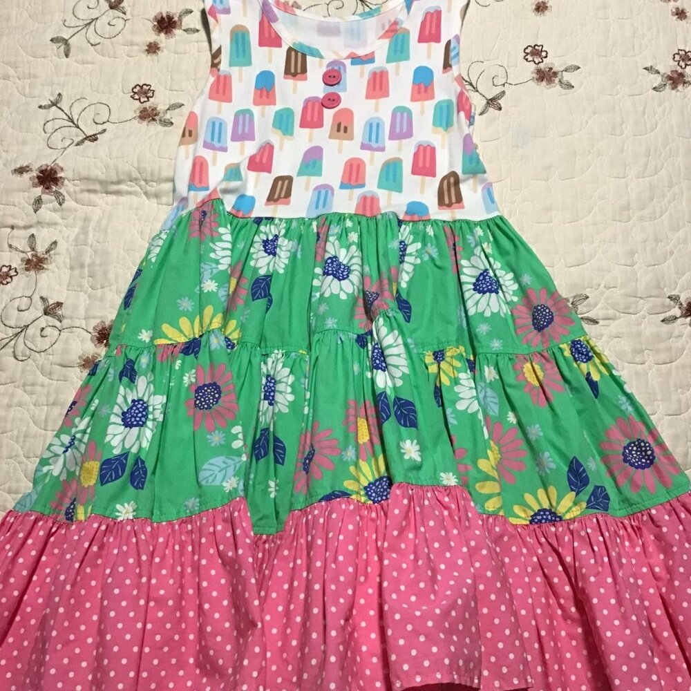 Eleanor Rose Twirl Ice Cream and Flowers Sleeveless Dress--Great and so Cute